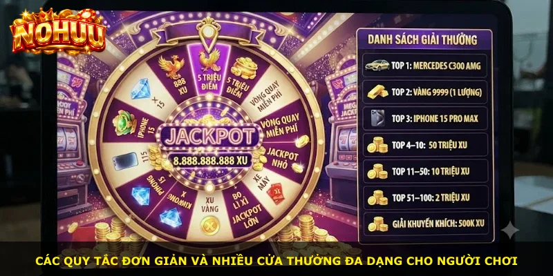 Các quy tắc đơn giản và nhiều cửa thưởng đa dạng cho người chơi